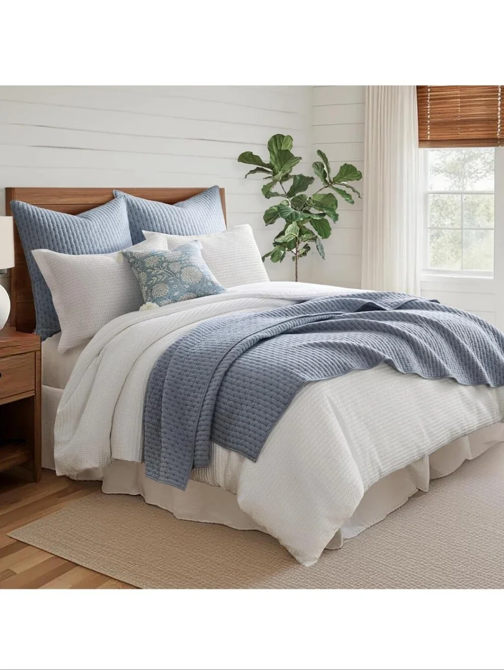 Levtex Home - Cross Stitch Chambray Quilt Set - King Quilt  Two King Pillow Sham